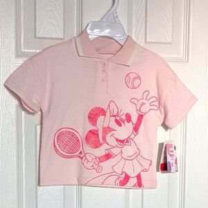 Disney Kids (12 Months) Pink Glitter Minnie Mouse Tennis T-Shirt/Polo Shirt